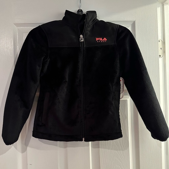 Girls black FILA jacket with pink letters - Picture 2 of 2